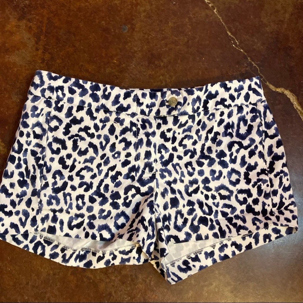 J. Crew High Waist Blue and White Shorts